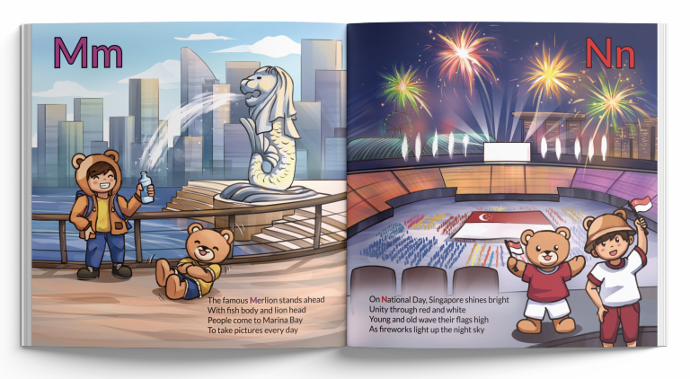 Preview of "M for Merlion" & "N for National Day" from "Max & Pax: ABC of Singapore"